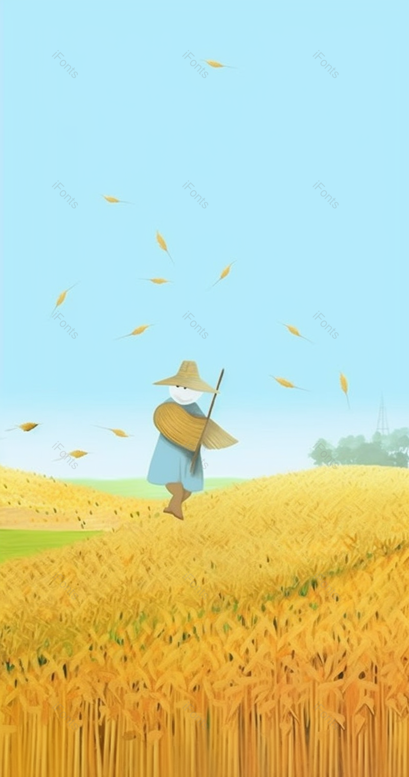 稻草人秋风秋季麦田稻谷麦穗丰收金色黄色插画,插画/手绘图,插画/手绘图库,插画/手绘图下载,插画/手绘